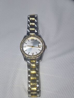 Fossil Two-Tone Silver and Gold Crystal Bezel Women's Watch